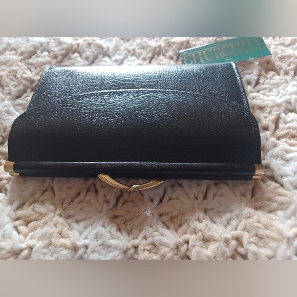 New with Tags Vintage Churchill Black Leather Wallet 1960's - Picture 5 of 7
